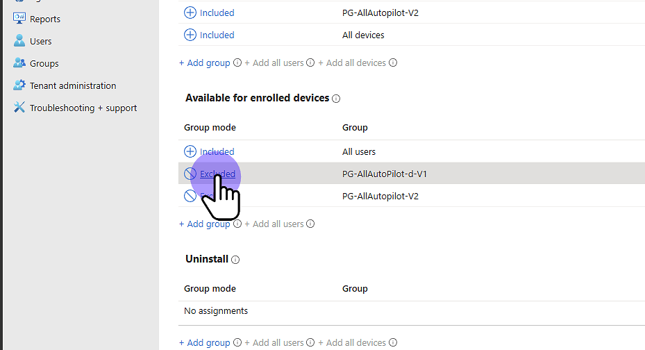 Click "Excluded"