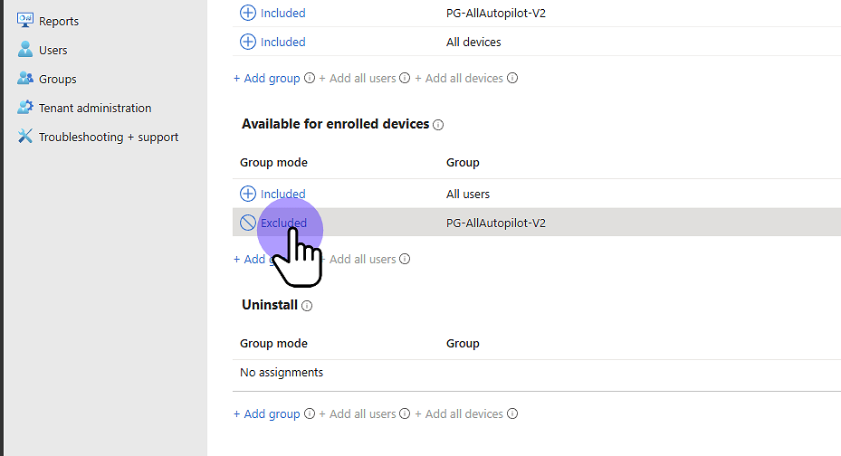 Click "Excluded"