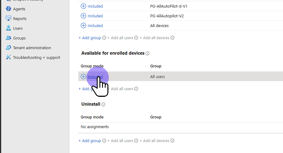 Click "Included"