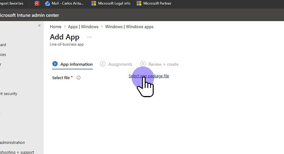 Click "Select app package file"